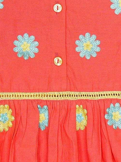 Cotton Embroidered Top-Pyjama Set