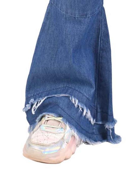 BLUE DENIM PANT FOR GIRLS WITH RAW EDGE