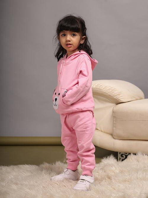 Girls Pink Bear Hoodie & Joggers Set for girls