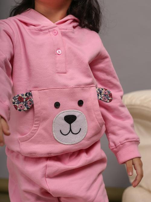 Girls Pink Bear Hoodie & Joggers Set for girls