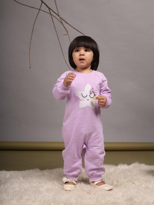 Girls Purple Star Charm Onesie in Jersey Fleece by Budding Bees