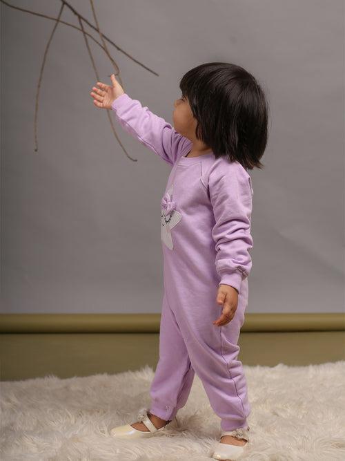 Girls Purple Star Charm Onesie in Jersey Fleece by Budding Bees