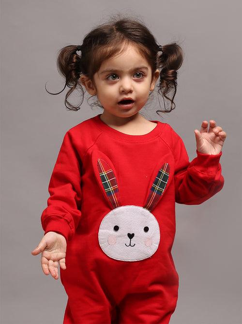 Girls Rabbit Rabbit Charm Onesie in Jersey Fleece by Budding Bees