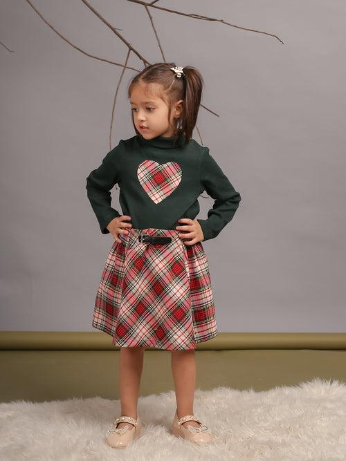 Heart Patch High Neck Tshirt & Skirt