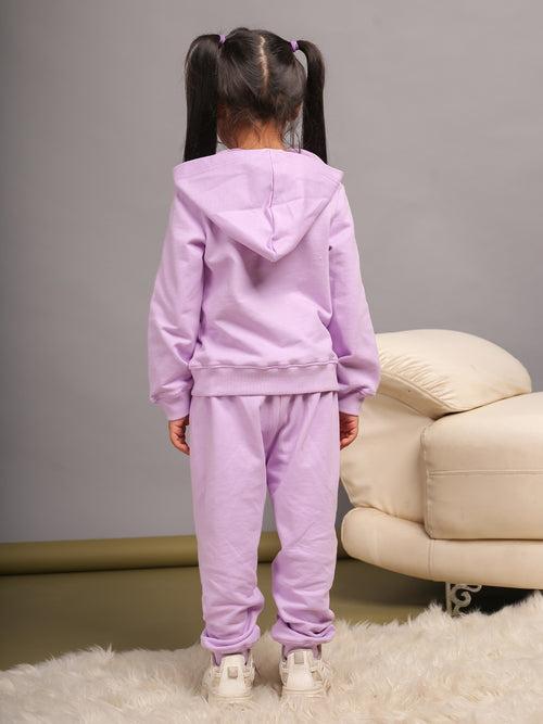 Girls Cherry Purple Bear Hoodie & Joggers Set