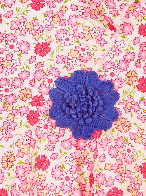 Neon Pink & Blue Floral Fantasy Girls Top & Short Set