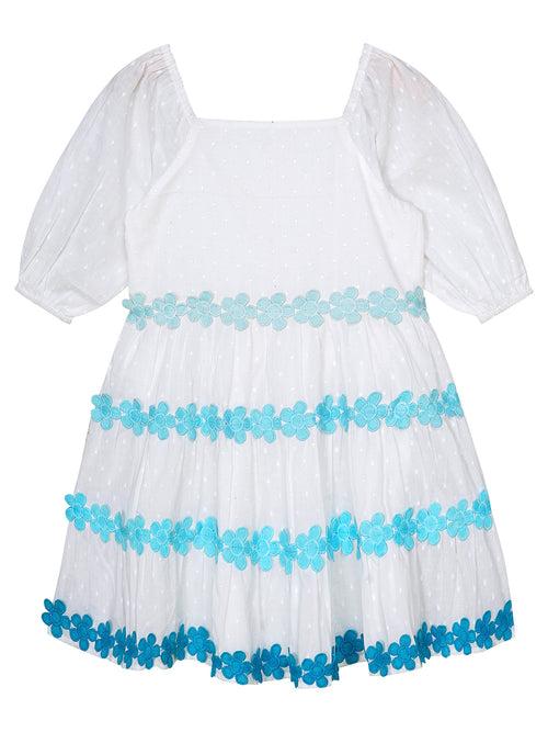 Girls Cotton Ombre Floral Tier Flare Dress