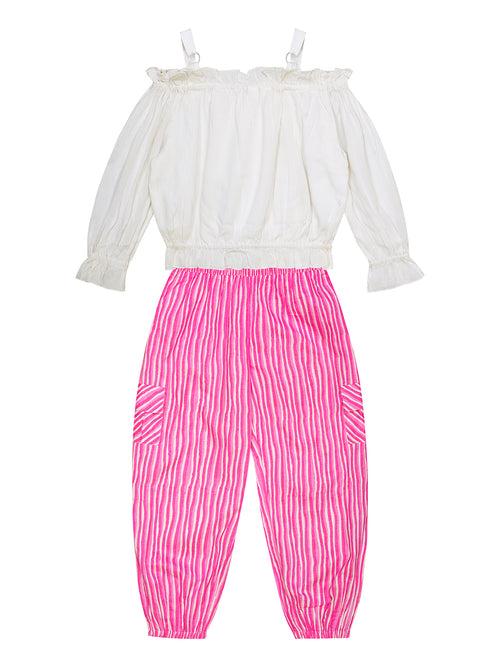 Girls Full Sleeve Blouse with Striped Pant