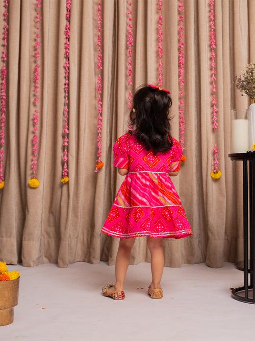 SAANJH PINK JAIPURI TIER DRESS