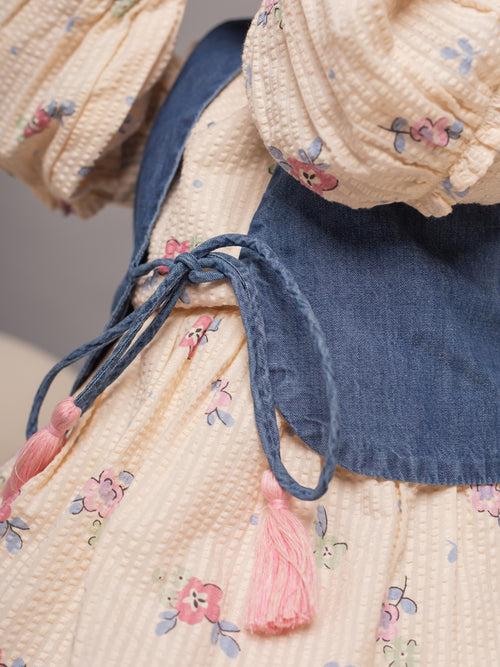 Girls Stylish Floral Dress and Denim Waistcoat