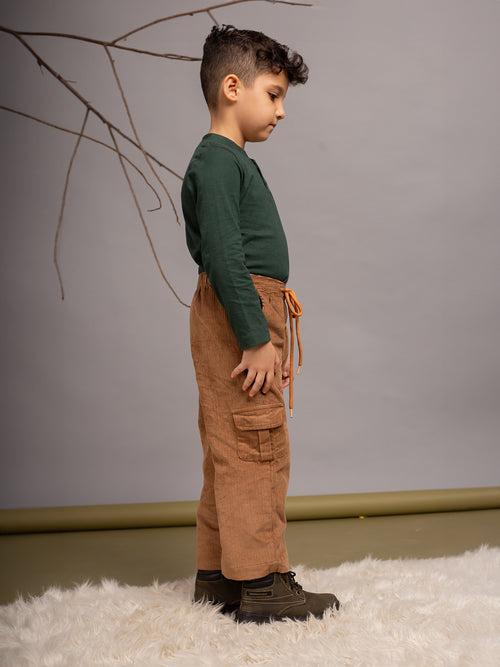 Solid Corduroy Flap Pocket Trouser