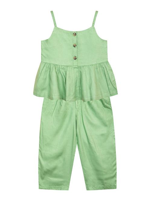 Emerald Elegance Green Solid Co-ord Set