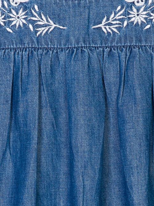 Denim Delight Embroidered Dress