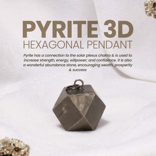 Pyrite 3d hexagonal Pendant  (Without Chain)