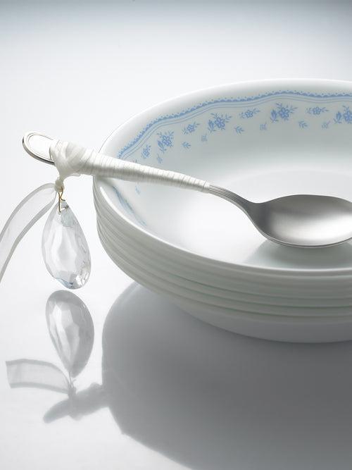 Corelle Livingware Morning Blue Oval Serving Platter (1Pc) & 177ml Katori (2Pcs) Pack of 3