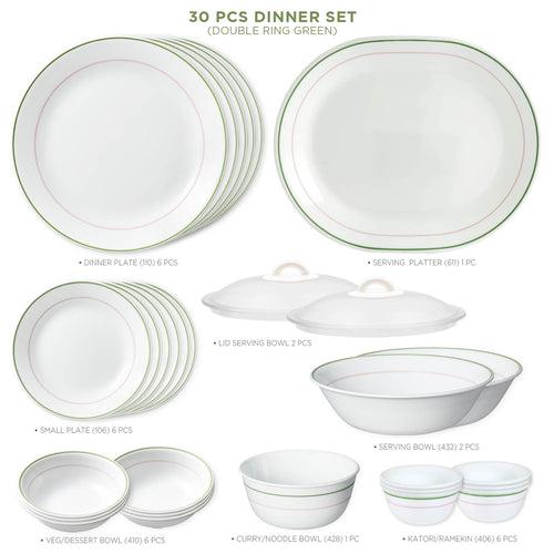 Corelle Livingware Double Ring Green 30 pcs Dinner Set