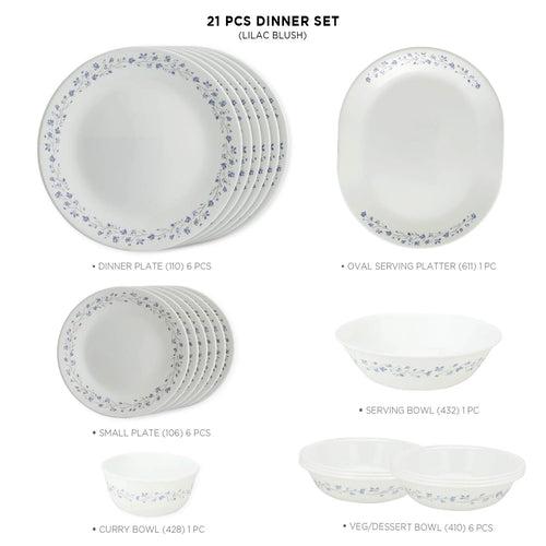 Corelle Lilac Blush Glass 21Pcs Dinner Set, Multicolor