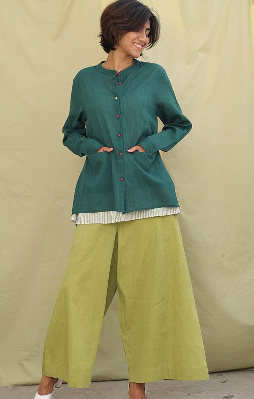 Copy of Handwoven Mul Shirt - Forest Green