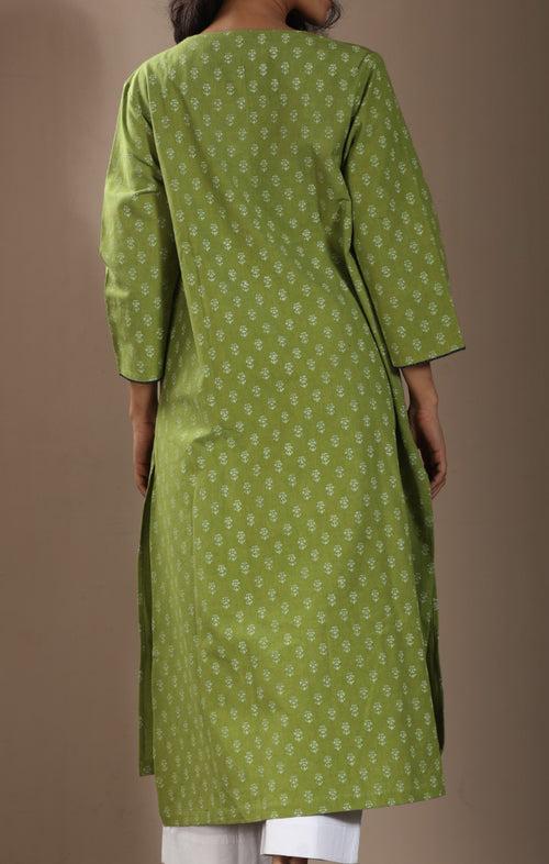 Pickle Green Twill Shirt Dress with Twill Pants