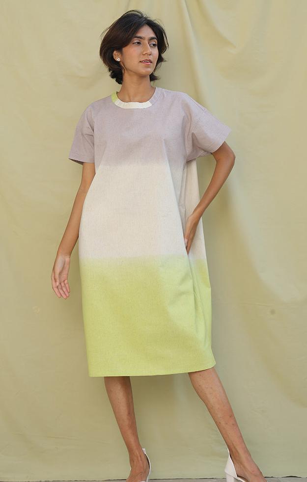 Ombre Peg Dress - Lime Green and Purple Haze