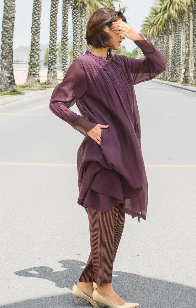 Chanderi Kurta in Deep Purple with Pants