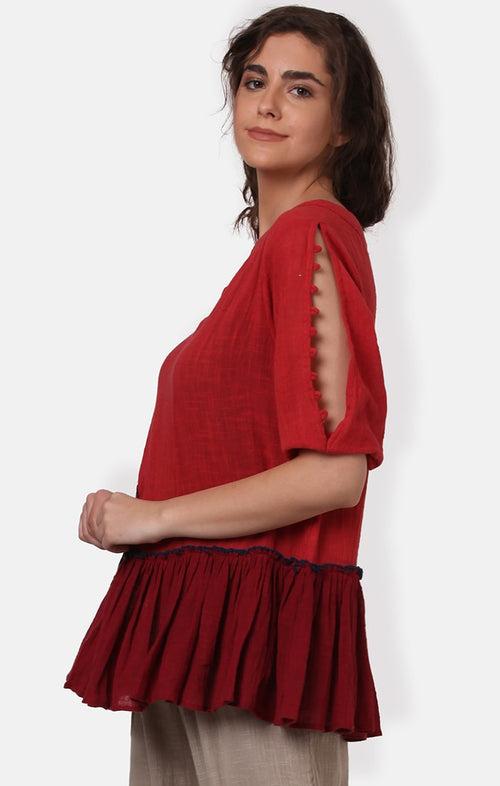 SALE - Peplum Top - Madder