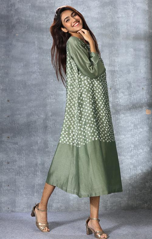 Jade Green Chanderi Shift Dress