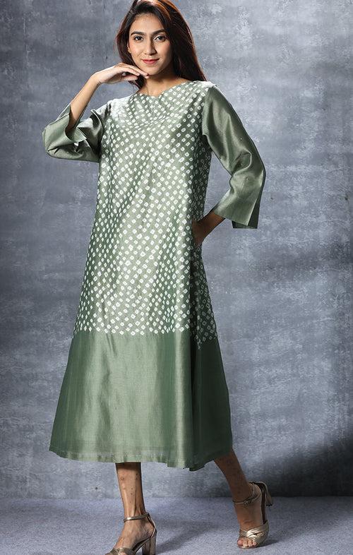 Jade Green Chanderi Shift Dress