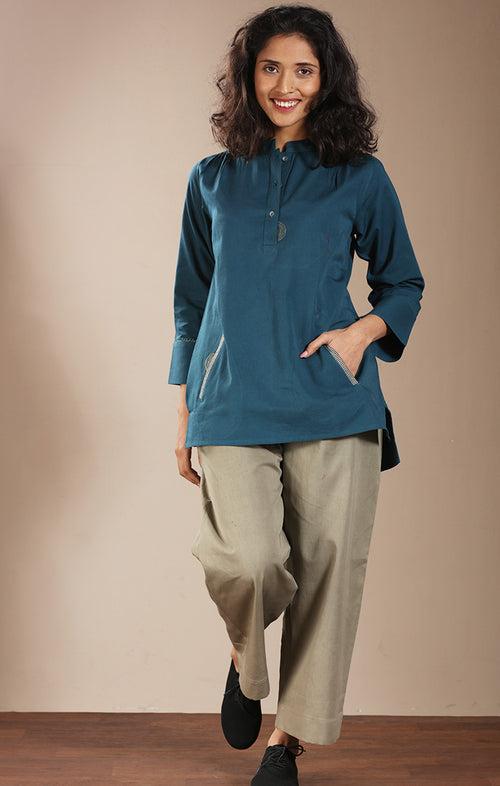 Cotton Twill Top - Pine Green or Crimson Red