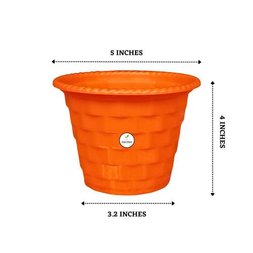 Brick Pattern Indoor Pot - Orange Colour