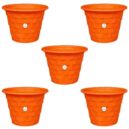 Brick Pattern Indoor Pot - Orange Colour