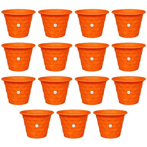 Brick Pattern Indoor Pot - Orange Colour