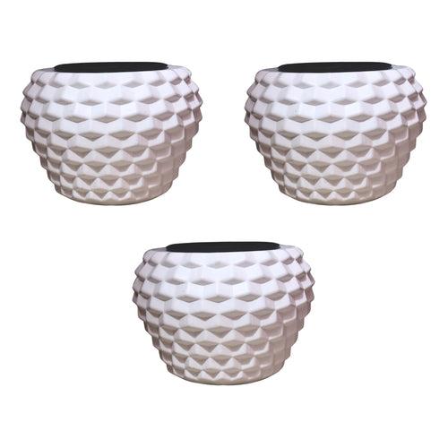 Geometric Elegance Indoor Planter (with Inner Pot) - White Colour