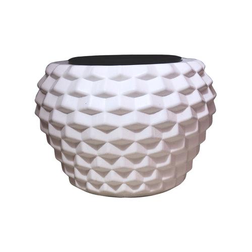 Geometric Elegance Indoor Planter (with Inner Pot) - White Colour