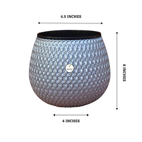 Woven Elegance Indoor Planter (with Inner Pot) - Grey Colour