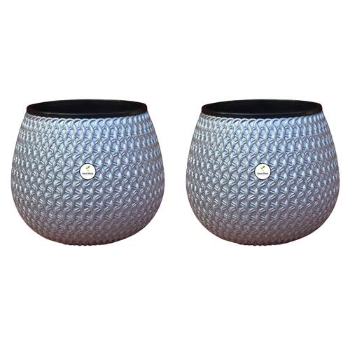 Woven Elegance Indoor Planter (with Inner Pot) - Grey Colour
