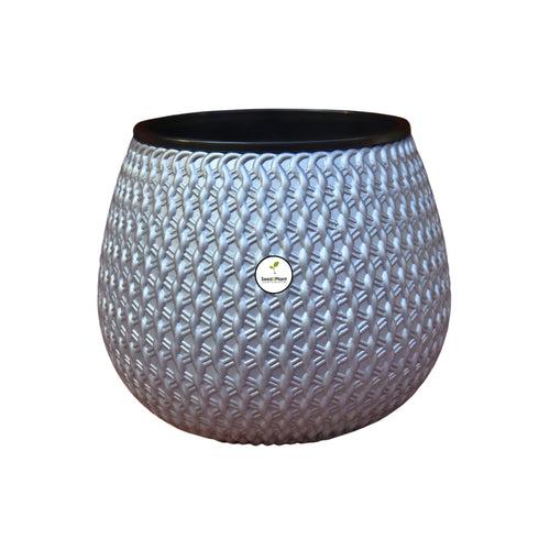 Woven Elegance Indoor Planter (with Inner Pot) - Grey Colour