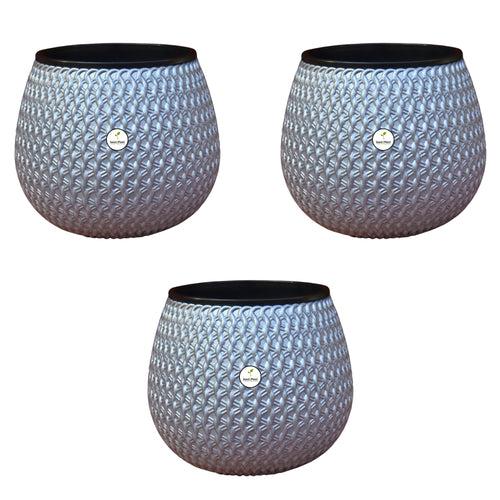 Woven Elegance Indoor Planter (with Inner Pot) - Grey Colour