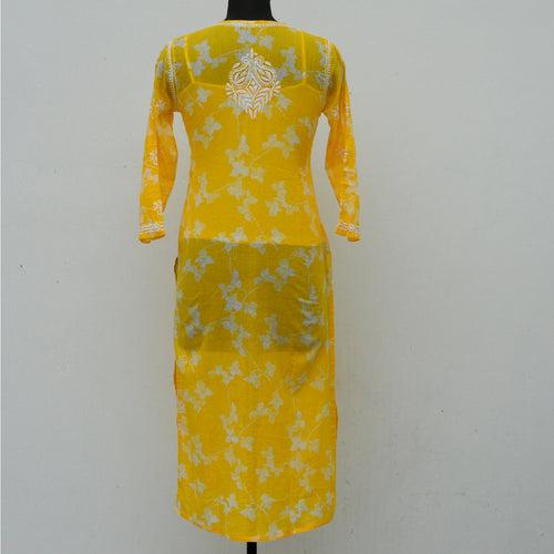 Yellow Chikankaari Cotton Mul Kurta