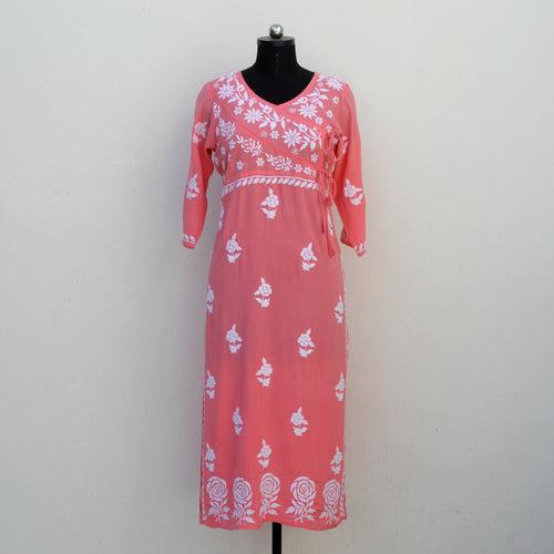 Coral Angrakha Straight Kurta