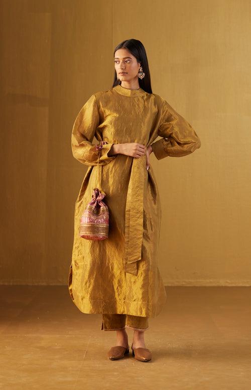 Rina Polo Dress in Gold with Gold Pant