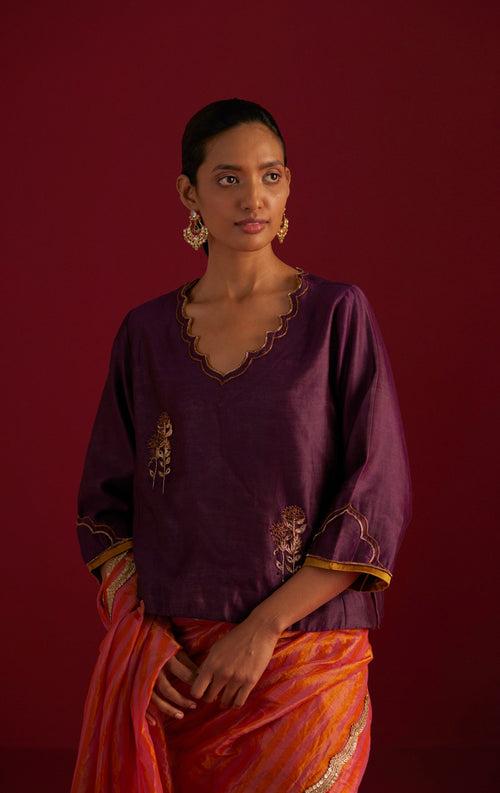 Tannu Blouse in Purple Chanderi