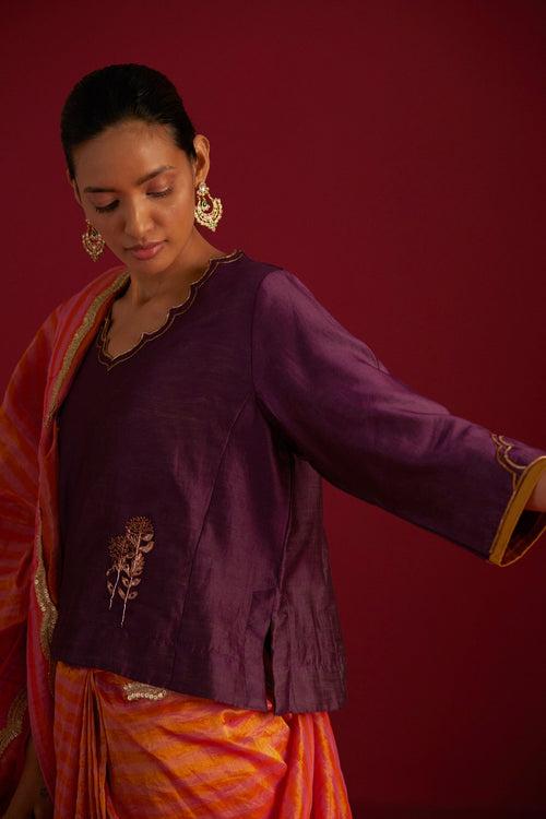 Tannu Blouse in Purple Chanderi