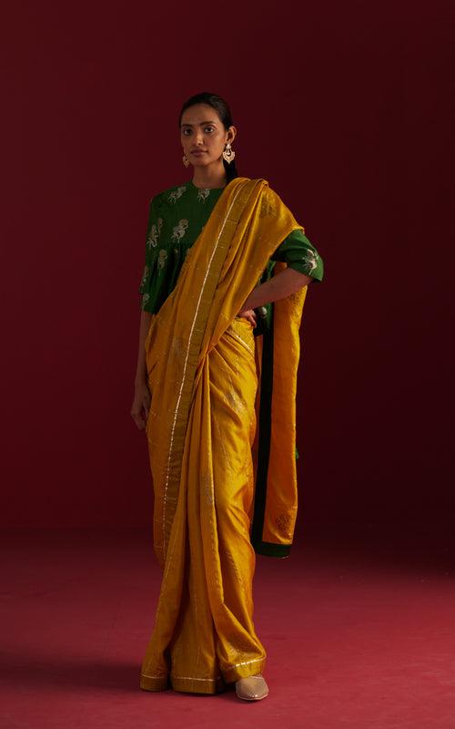 Sameera Saree in Ochre Pure Silk