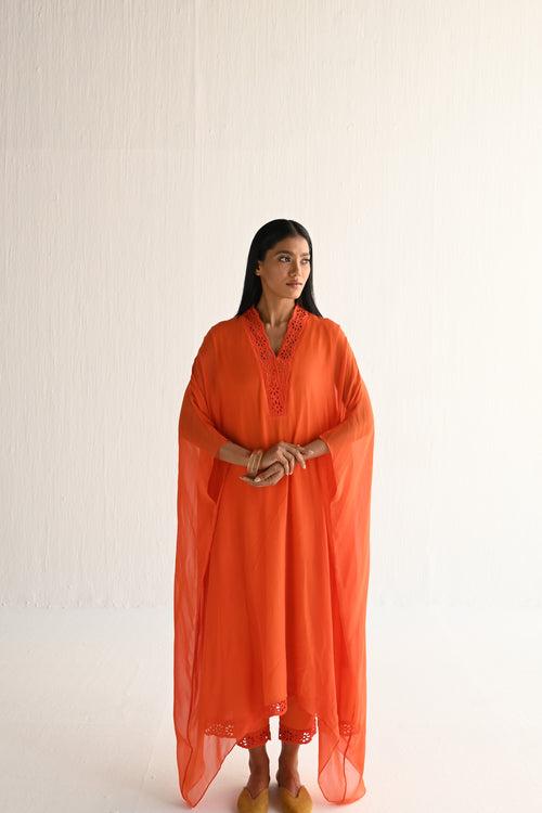 Kaftan in Orange Chiffon with Pant