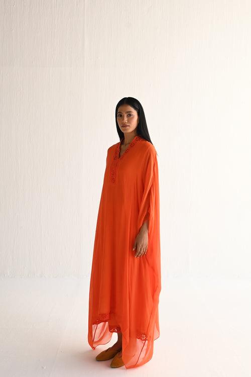 Kaftan in Orange Chiffon with Pant