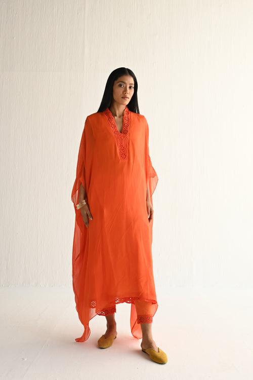 Kaftan in Orange Chiffon with Pant