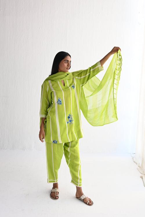 Stole in Lime Green Muslin Cotton