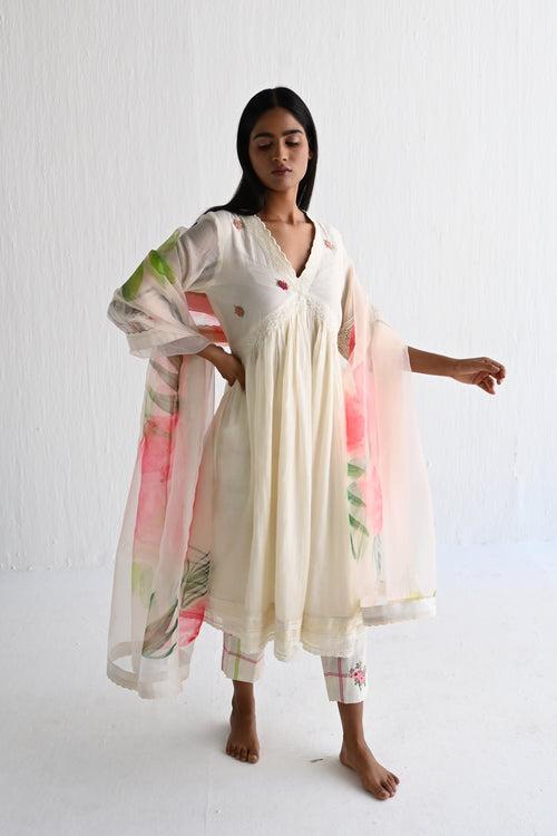 Empireline Kurta in Ivory with Pant