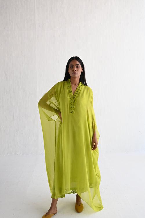 Kaftan in Lime Green Chiffon with Pant